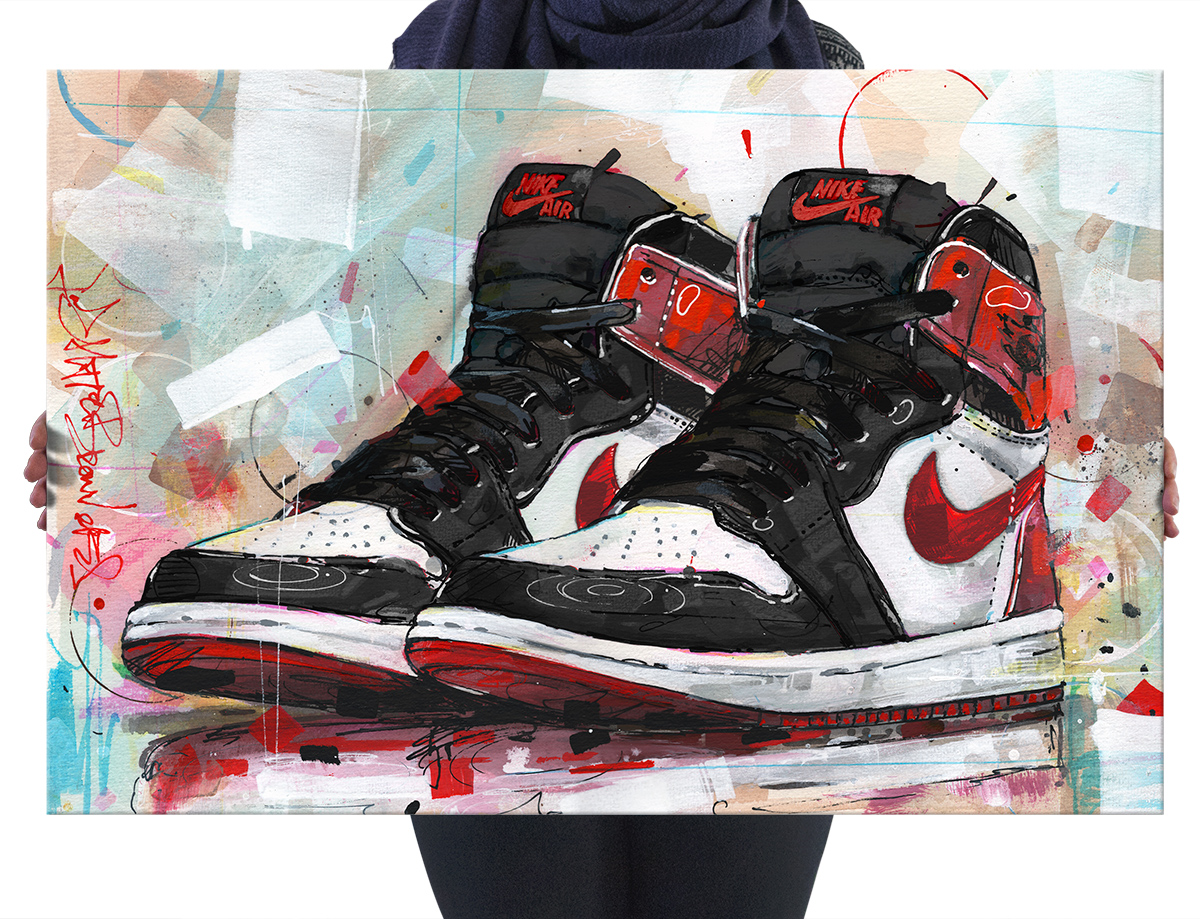 nike air jordan 1 track red sneaker canvas prints nike air jordan 1 track red sneaker canvas prints