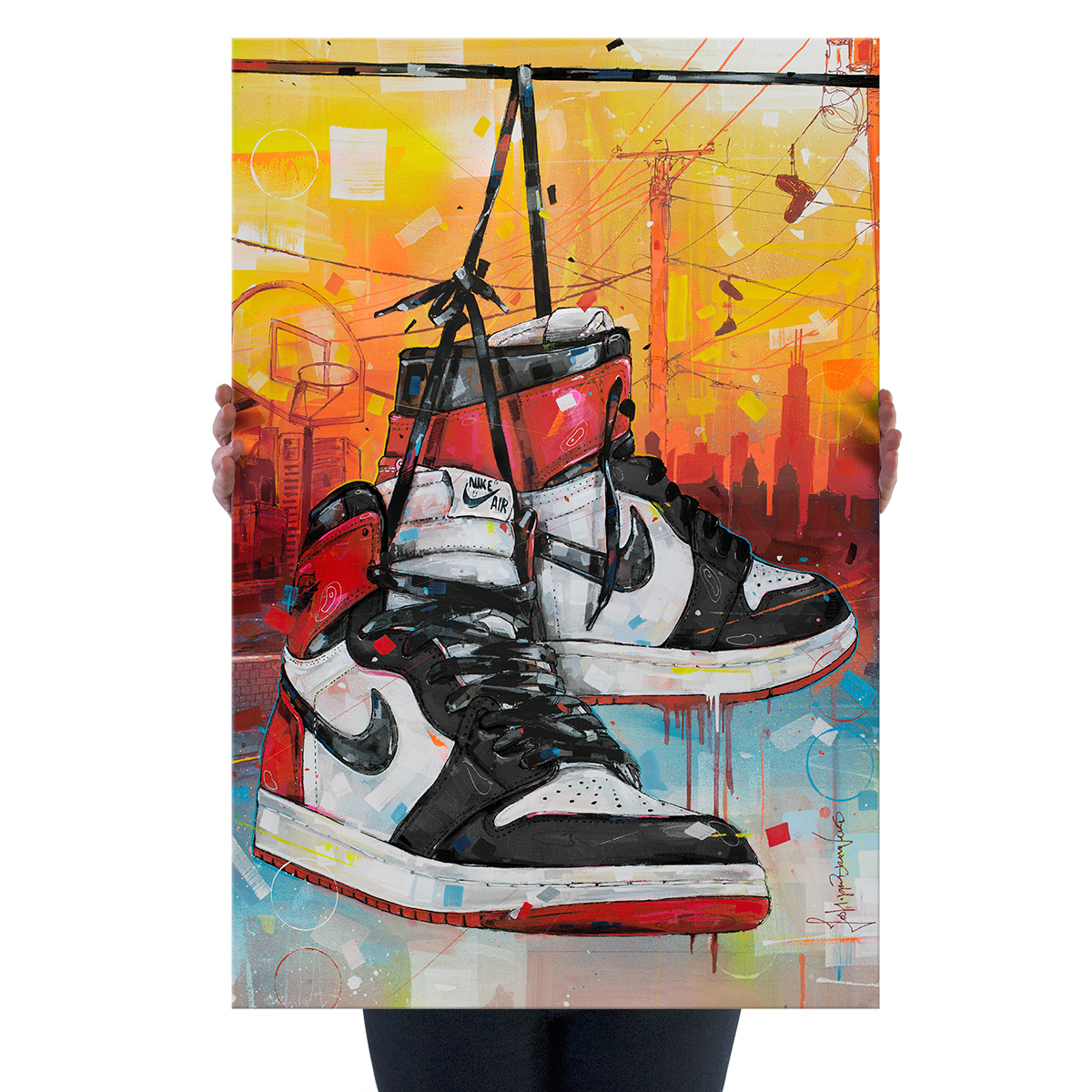 nike air jordan 1 black toe 'powerlines' canvas prints nike air jordan 1 black toe 'powerlines' canvas prints