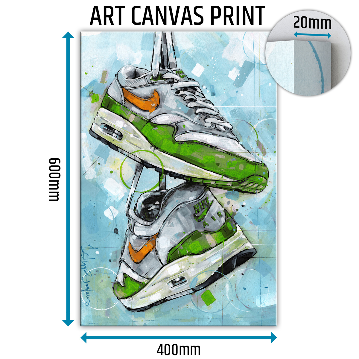 nike air max 1 green sneaker canvas prints nike air max 1 green sneaker canvas prints