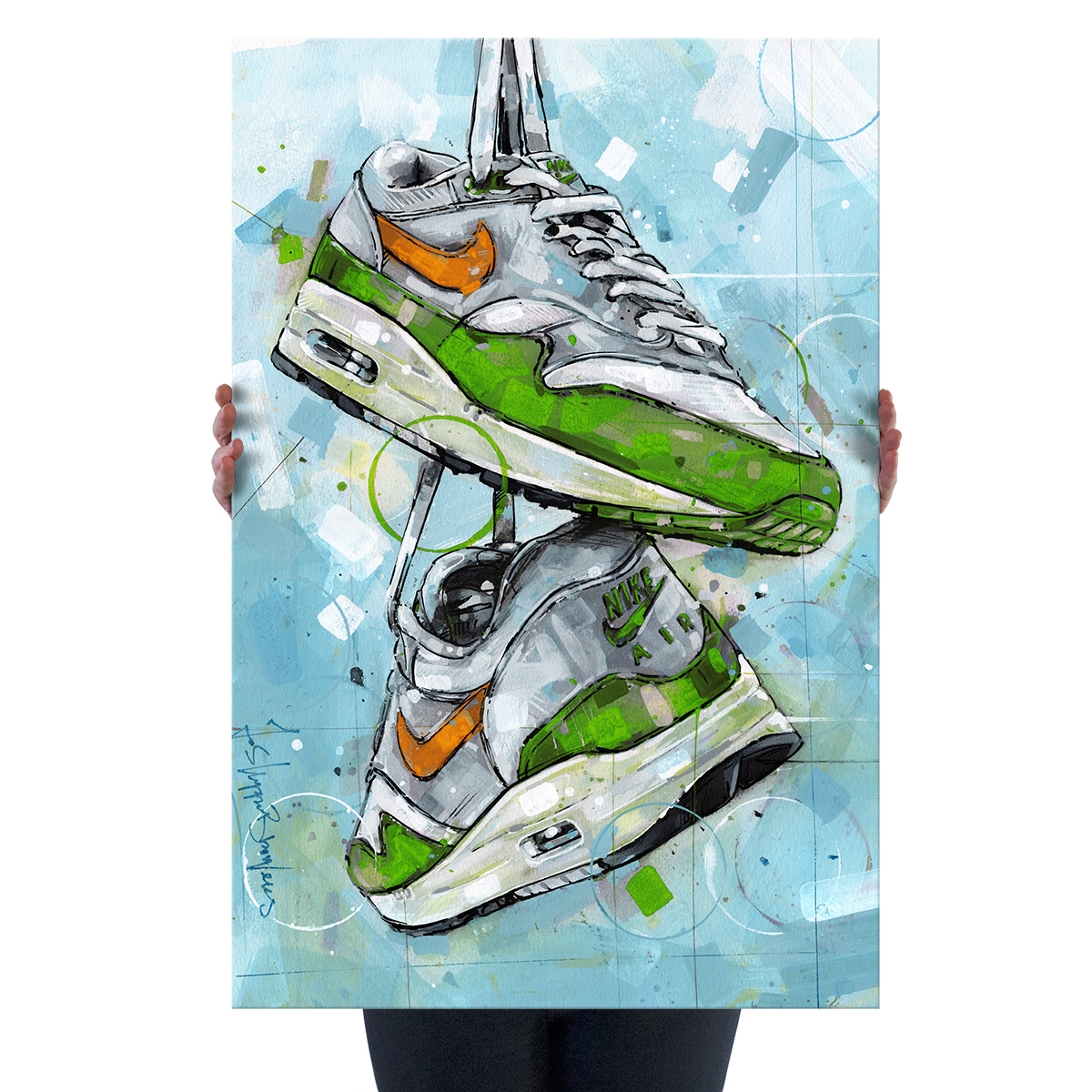 nike air max 1 green sneaker canvas prints nike air max 1 green sneaker canvas prints