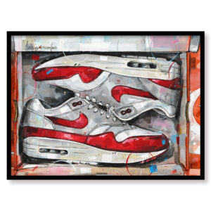 nike air max 1 og red shoebox painting 40x30 cm